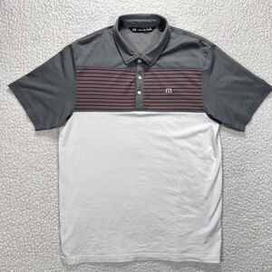 Travis Mathew Polo Shirt Men’s L Striped Colorblock Golf Smart Casual Athliesure
